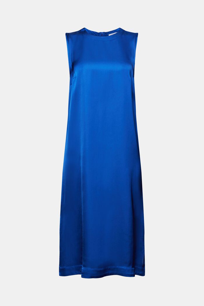 Satin Sleeveless Shift Dress, BRIGHT BLUE, detail image number 7