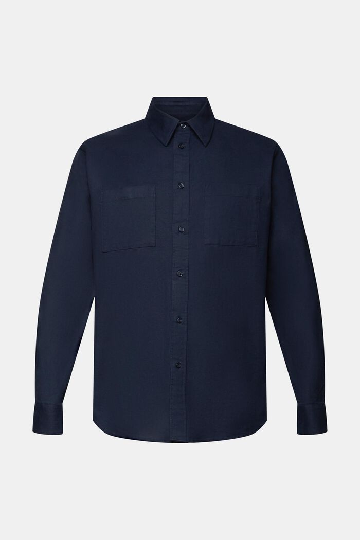 Cotton Flannel Shirt, PETROL BLUE, detail image number 6