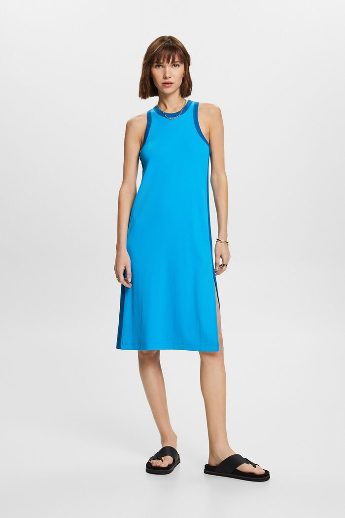 Ribbed jersey midi dress, stretch cotton, BLUE, detail image number 5