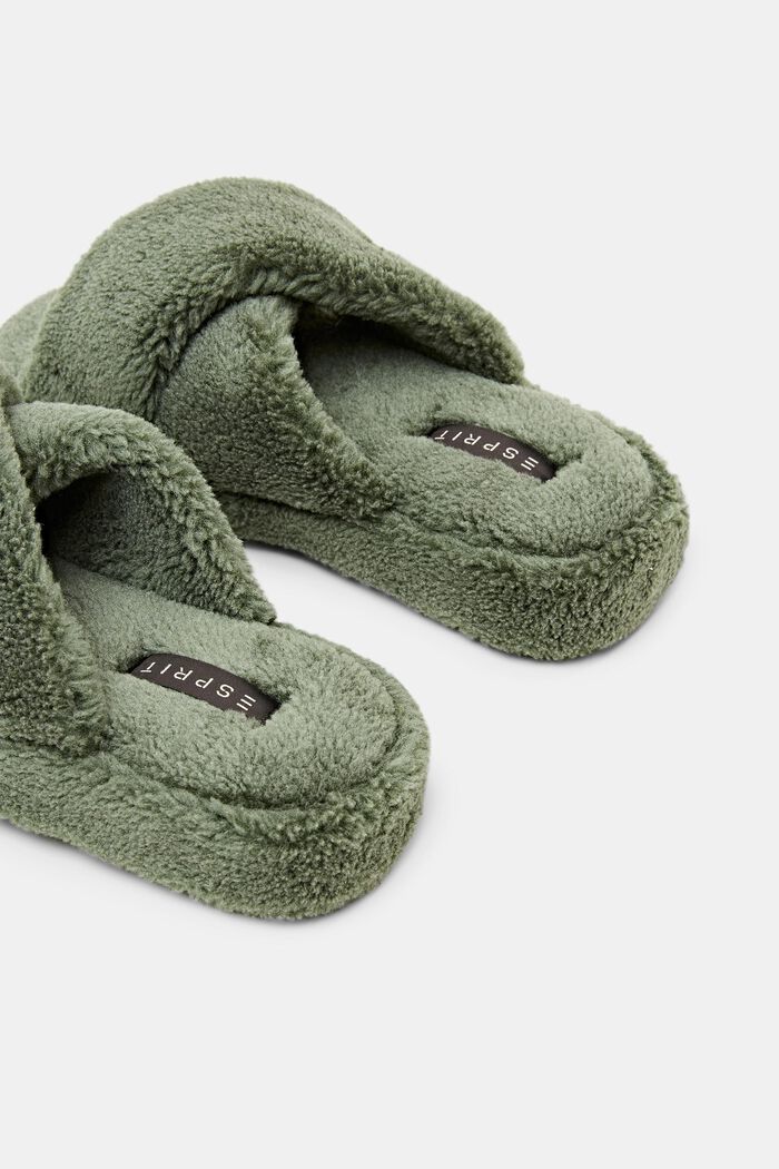 Open-toe home slippers, GREEN, detail image number 4