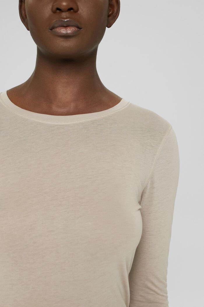 Long sleeve top with TENCEL™, LIGHT TAUPE, detail image number 2