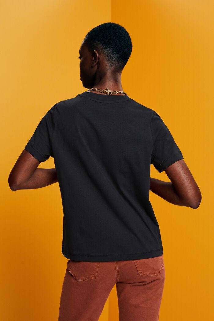 Loose T-shirt, 100% cotton, BLACK, detail image number 3