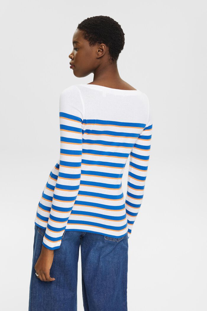 Long-sleeved striped top, WHITE, detail image number 3