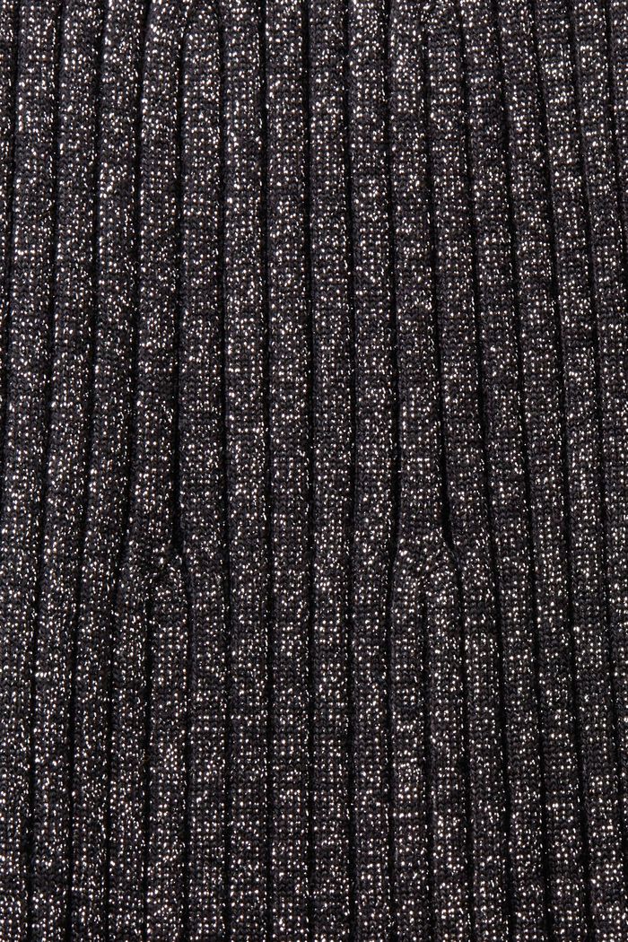 Lamé Rib-Knit Midi Skirt, BLACK, detail image number 5