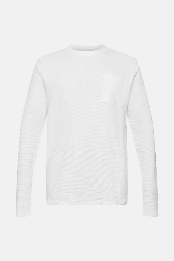 Textured long sleeve top, OFF WHITE, overview