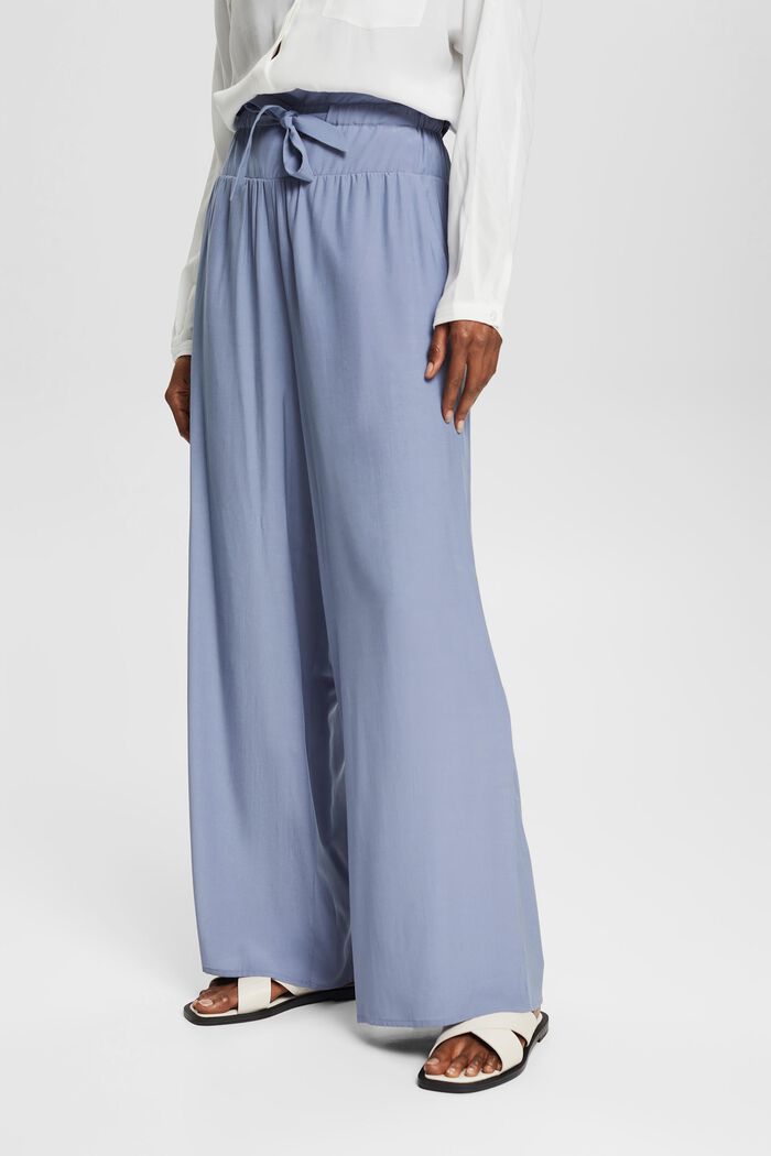Trousers with a wide leg, made of LENZING™ ECOVERO™, LIGHT BLUE LAVENDER, detail image number 0