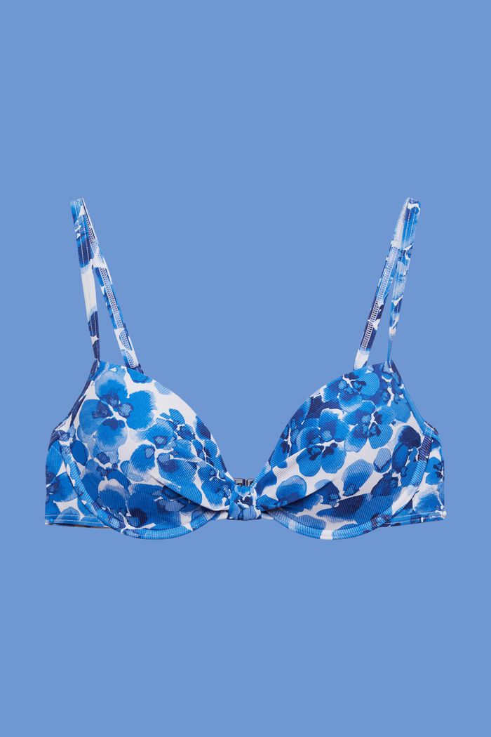 Recycled: padded and wired bikini top, BLUE, detail image number 4