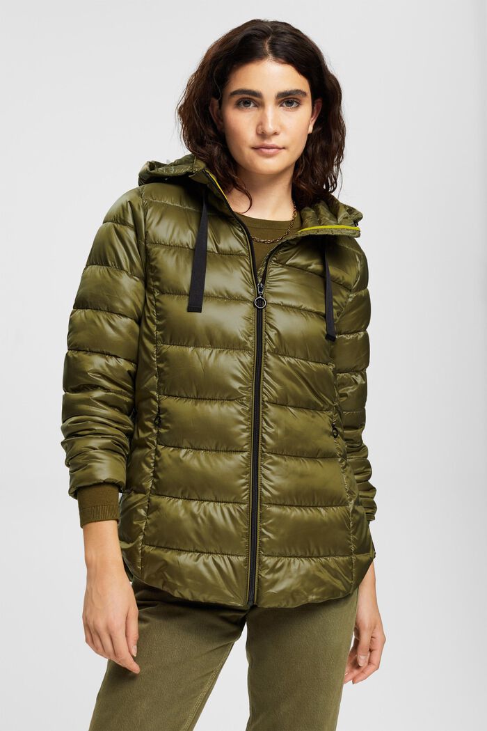 Quilted jacket with detachable hood, DARK KHAKI, detail image number 1