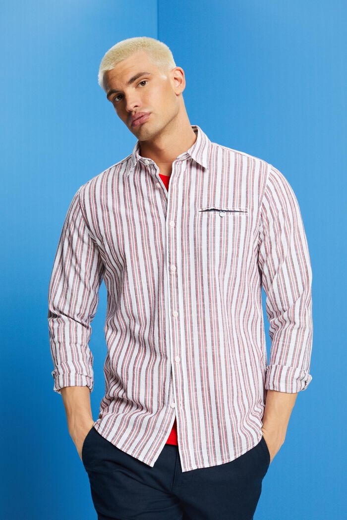 Striped Cotton Shirt, NEW WHITE, detail image number 0