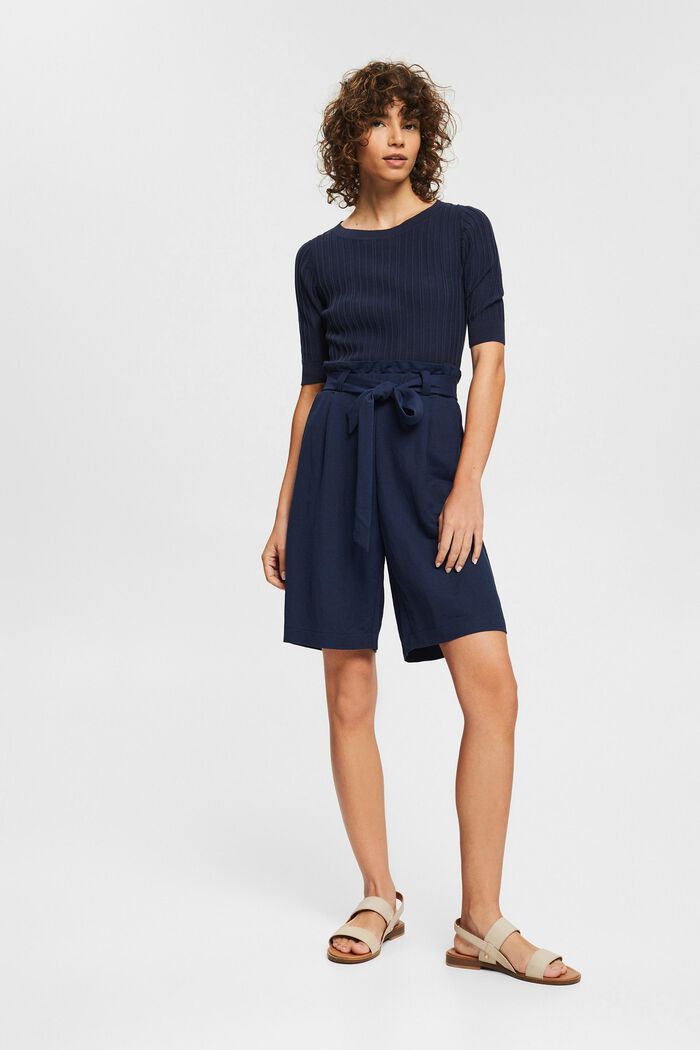 Shorts in a paperbag style with a tie-around belt, NAVY, detail image number 1
