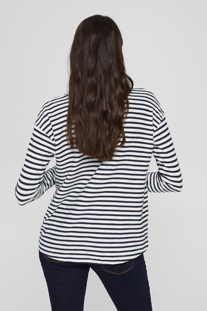 Striped long sleeve top in 100% organic cotton, NAVY, detail image number 3