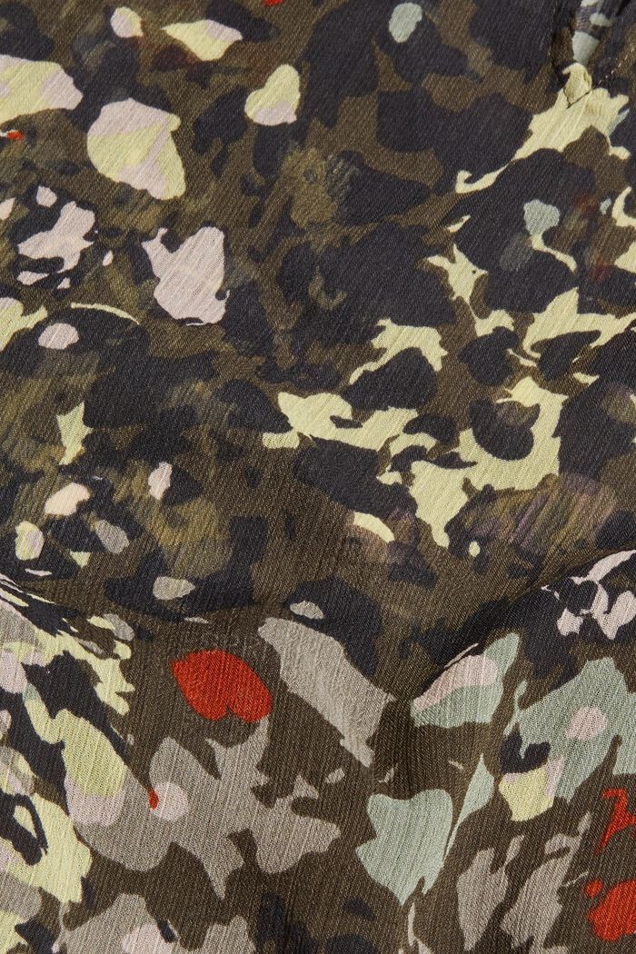 Recycled: floral blouse in chiffon, DARK KHAKI, detail image number 4