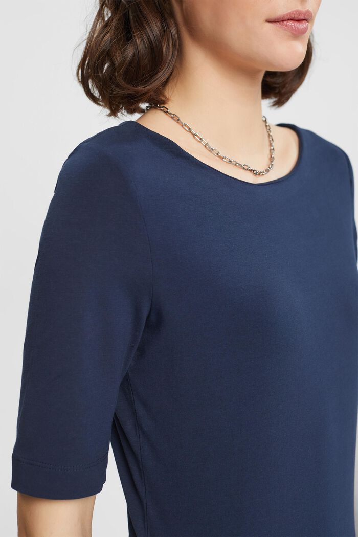 T-shirt with boat neckline, NAVY, detail image number 2