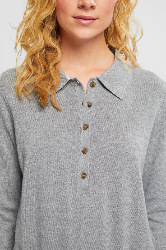 Jumper with a polo shirt collar, MEDIUM GREY, detail image number 2