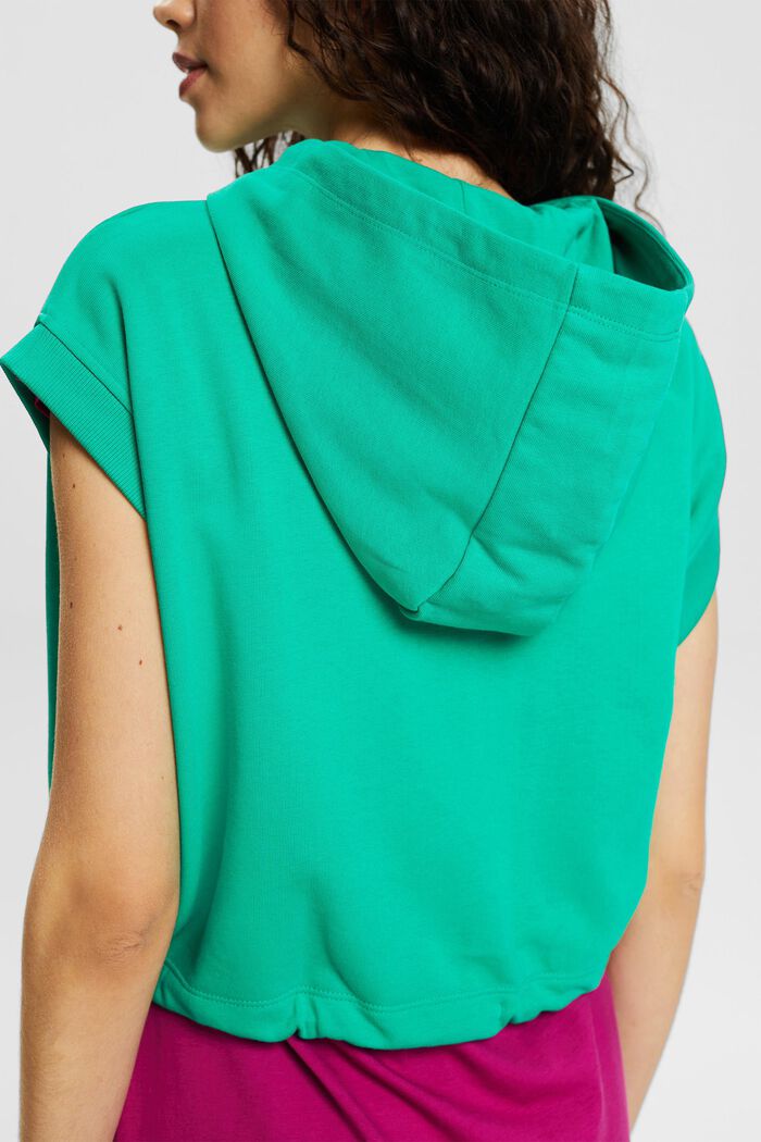 Made of recycled material: short sleeve zip-through hoodie, GREEN, detail image number 5