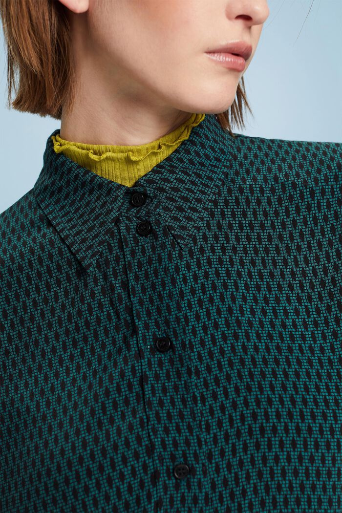 Printed Button Down Shirt, EMERALD GREEN, detail image number 1