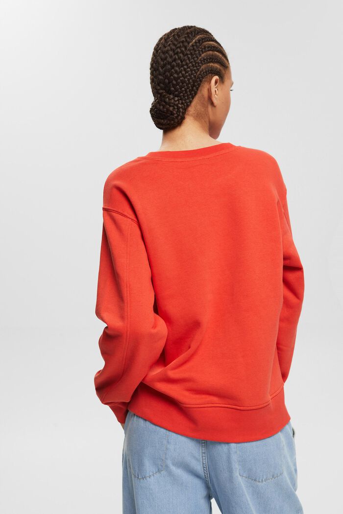 Sweatshirt with a colourful embroidered logo, ORANGE RED, detail image number 3