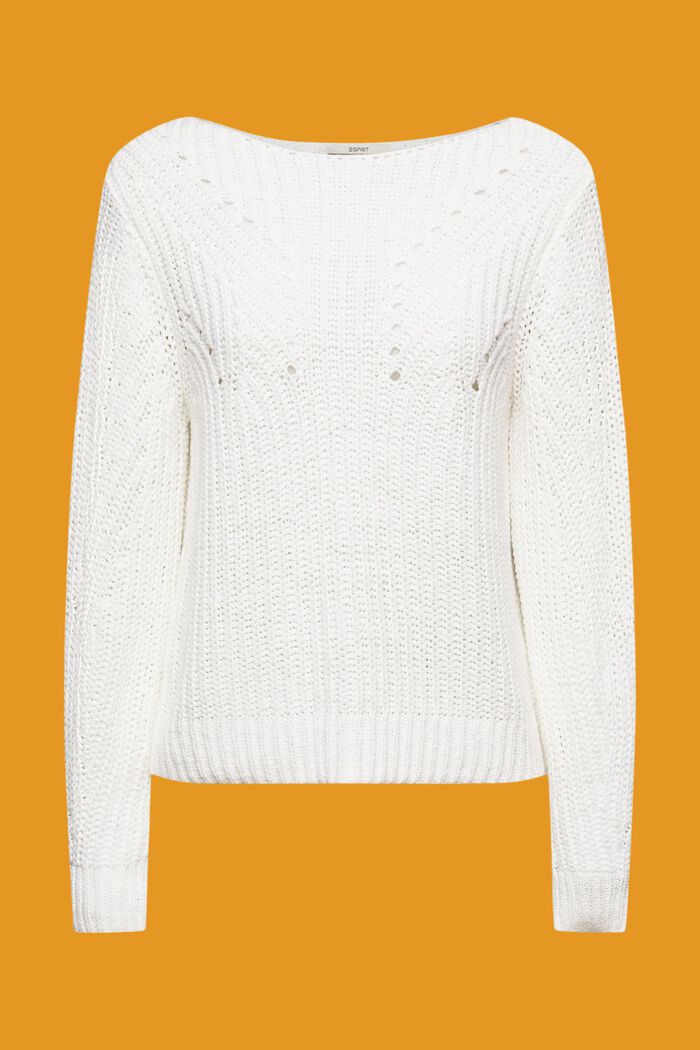 Open-Knit Sweater, OFF WHITE, detail image number 6