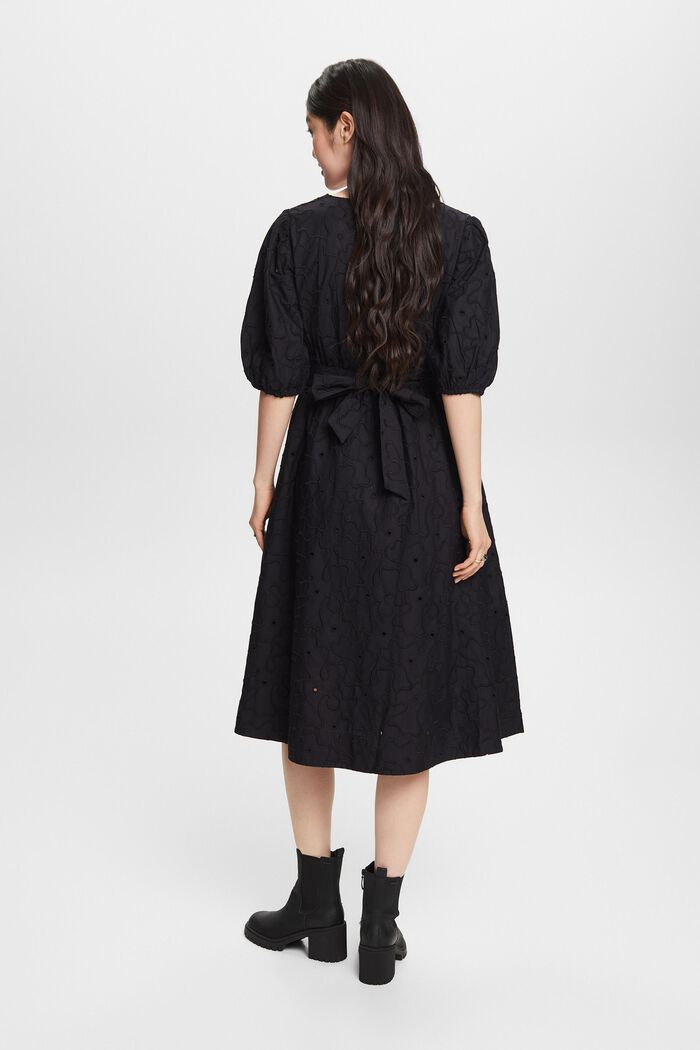 Belted Puff Sleeve Midi Dress, BLACK, detail image number 2