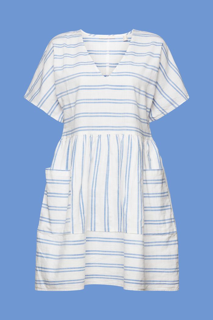 Striped mini dress, 100% cotton, OFF WHITE, detail image number 6
