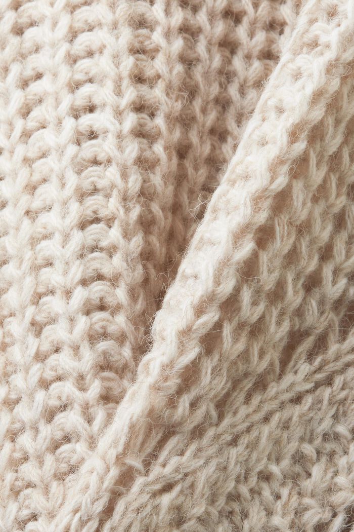 Open Knit Wool-Blend Cardigan, DUSTY NUDE, detail image number 5