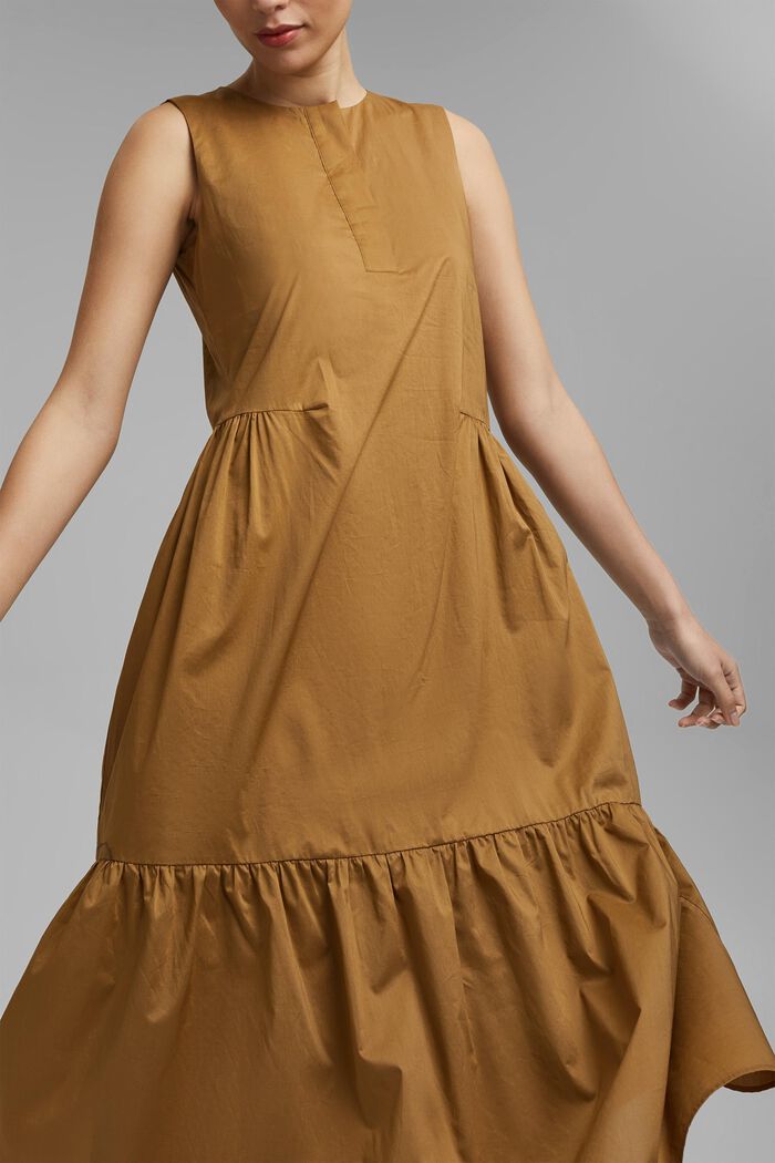 Sleeveless flounce midi dress made of cotton, BARK, detail image number 5