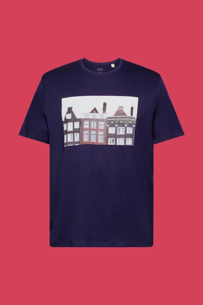 Crewneck t-shirt with print, 100% cotton, DARK BLUE, detail image number 6