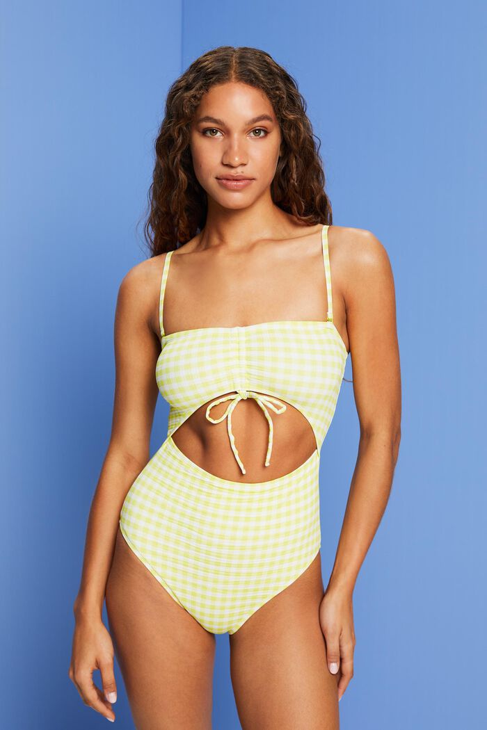 Open-Front Swimsuit, LIME YELLOW, detail image number 0