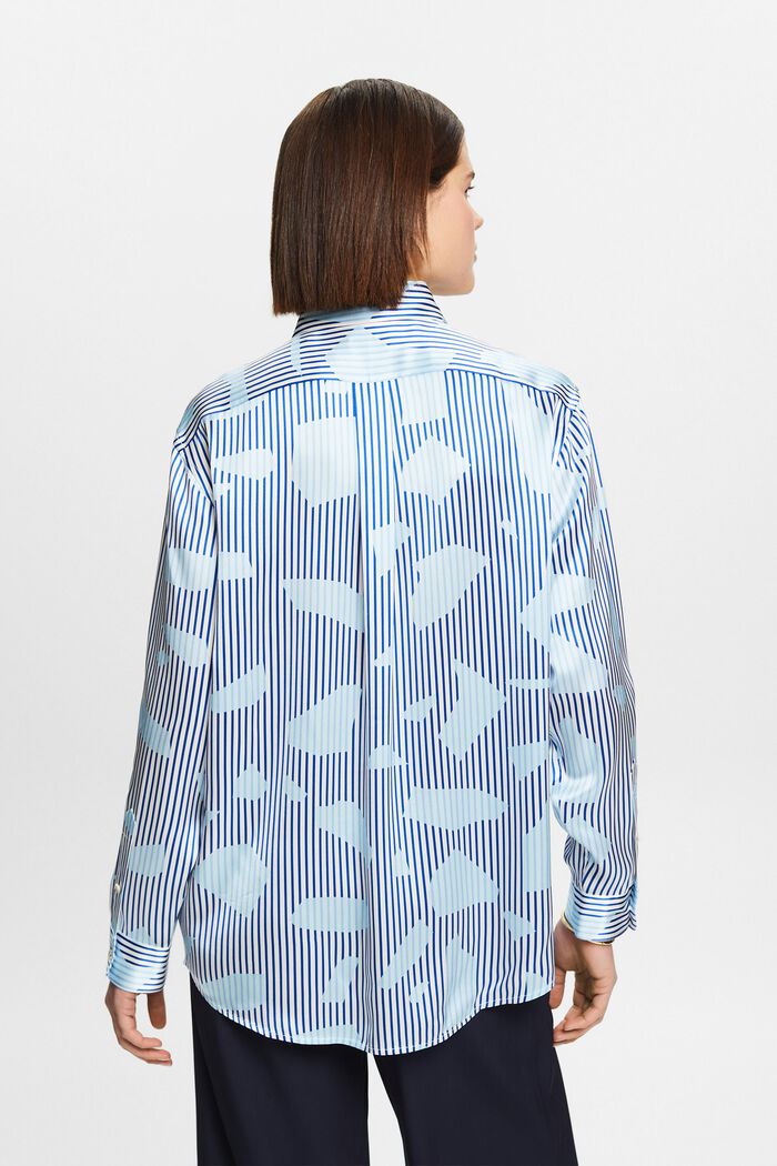 Silk Printed Button-Up Shirt, BRIGHT BLUE, detail image number 2