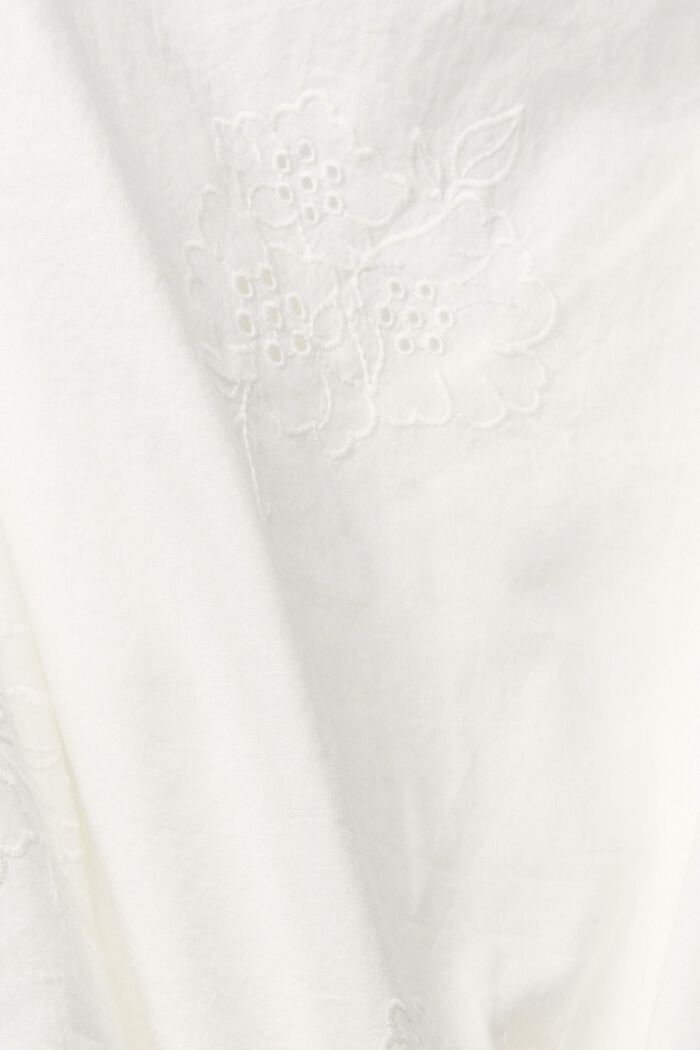 Short pyjamas with floral embroidery, OFF WHITE, detail image number 4