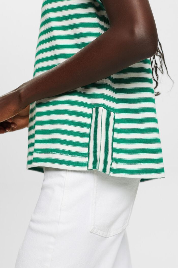 Striped t-shirt, 100% cotton, DARK GREEN, detail image number 4