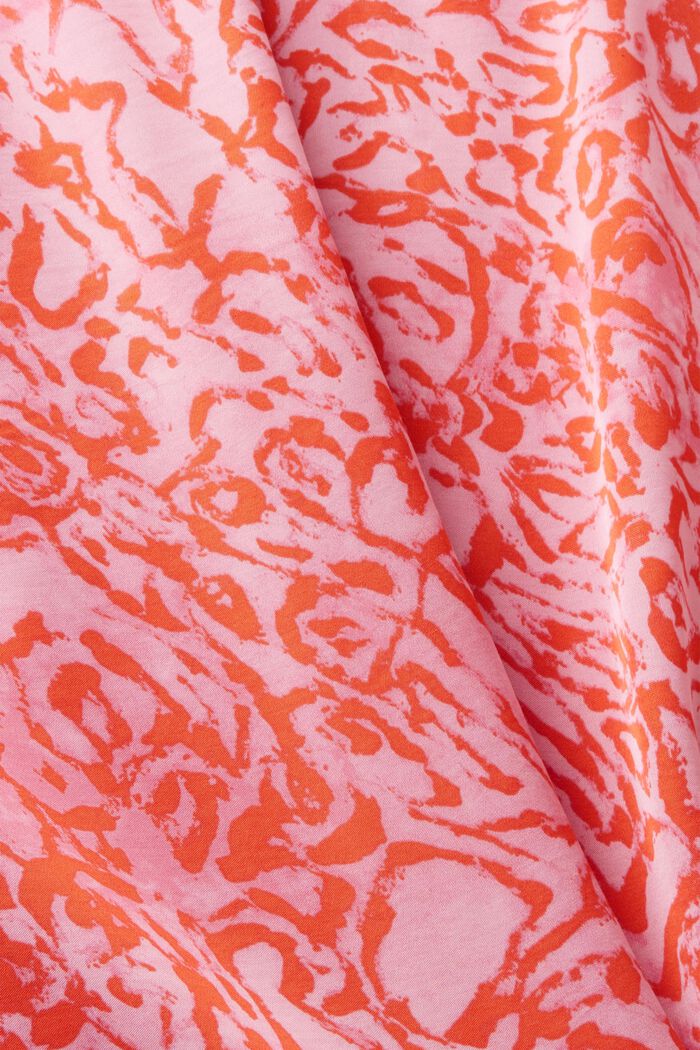 Patterned satin blouse with ruffled edges, PINK, detail image number 6