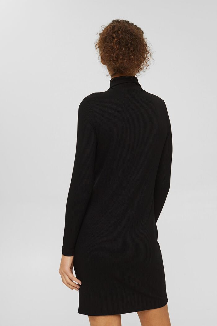 Rib knit dress with a cut-out, BLACK, detail image number 2
