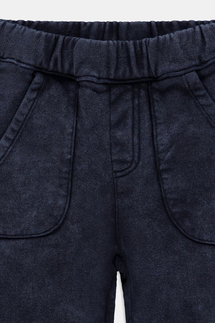 Tracksuit bottoms with a washed finish, 100% cotton, BLUE DARK WASHED, detail image number 2