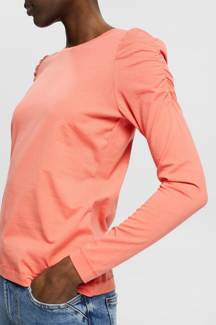 Organic cotton long sleeve top, CORAL, detail image number 2