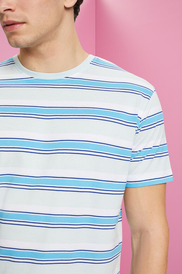 Sustainable cotton striped T-shirt, LIGHT AQUA GREEN, detail image number 2