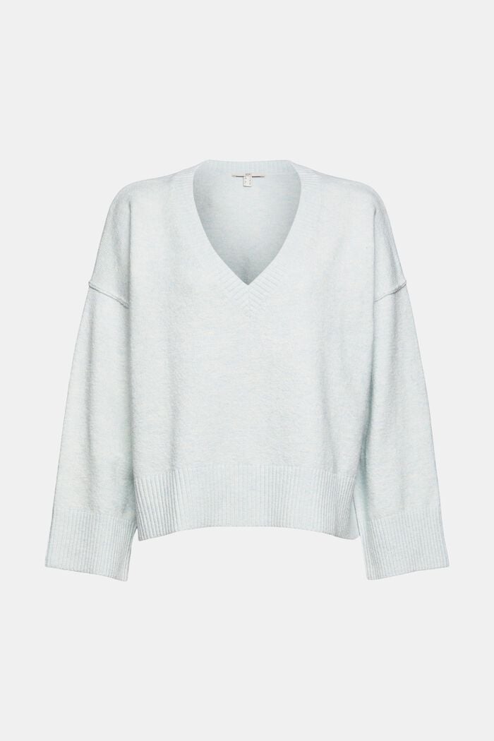 With wool: boxy jumper, PASTEL BLUE, overview