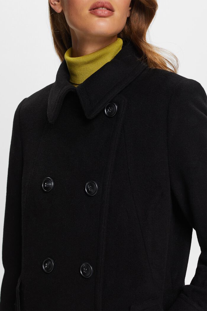 Recycelt: wool blend coat with cashmere, BLACK, detail image number 2