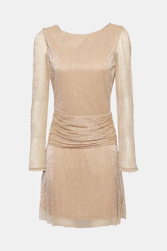 Glittering mesh dress with draped waist, DUSTY NUDE, detail image number 6