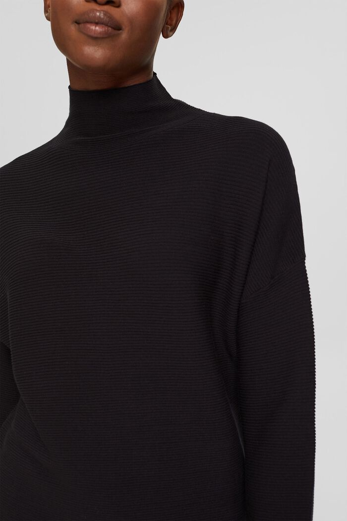 Ribbed jumper with LENZING™ ECOVERO™, BLACK, detail image number 2