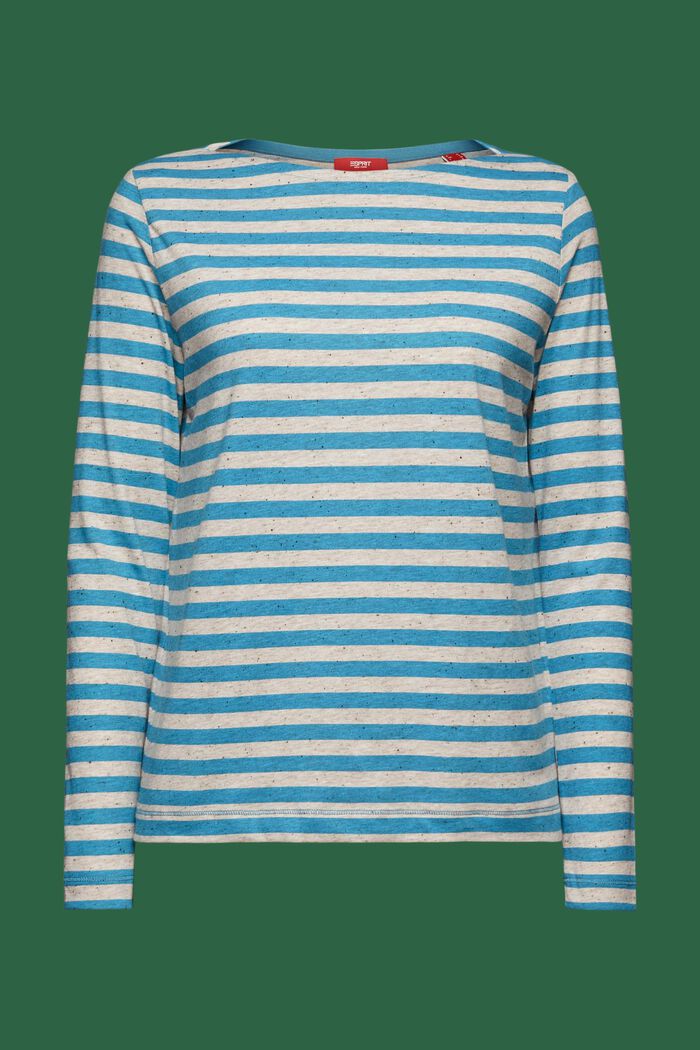 Striped Jersey Long Sleeve Top, DARK TURQUOISE, detail image number 7