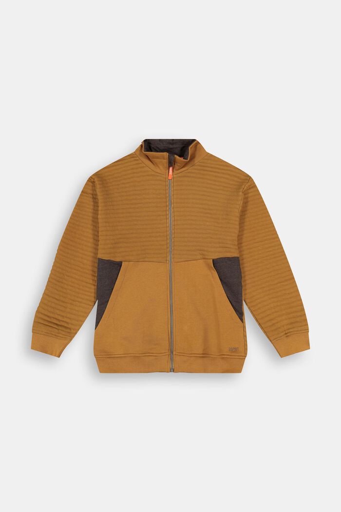 Zip-up sweatshirt in blended cotton, RUST BROWN, detail image number 0