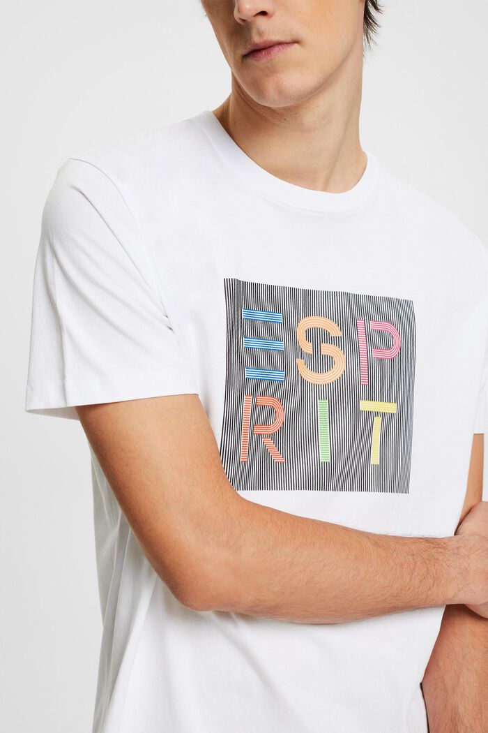 T-shirt with an appliquéd logo, organic cotton, WHITE, detail image number 2