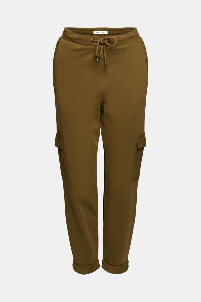 Tracksuit bottoms in a cargo style, organic cotton, KHAKI GREEN, detail image number 7