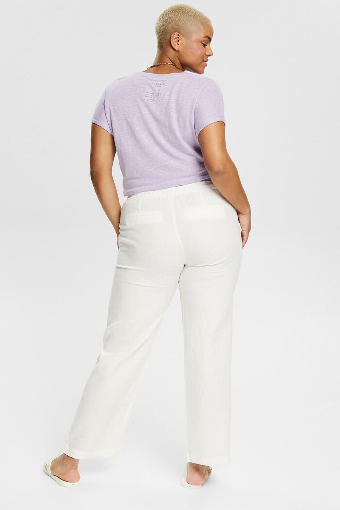 CURVY linen trousers with a wide leg, OFF WHITE, detail image number 3