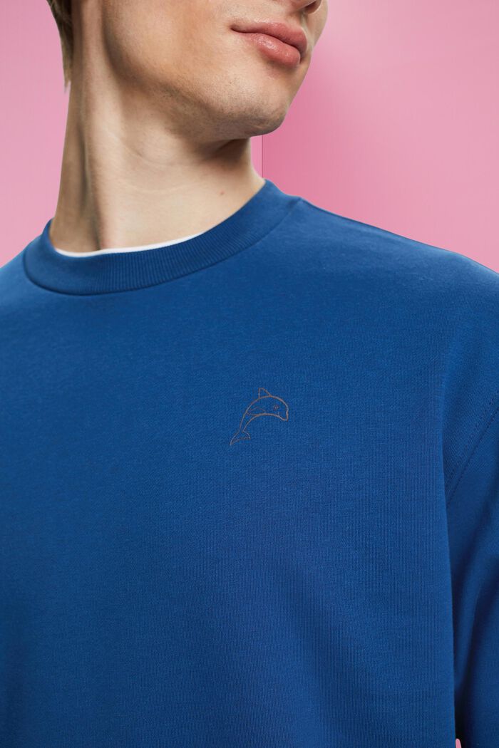 Sweatshirt with small dolphin print, BRIGHT BLUE, detail image number 2