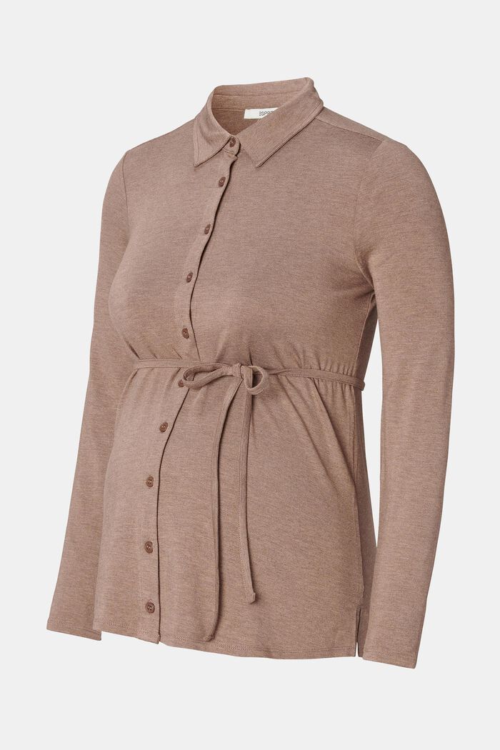 Jersey blouse with nursing function, TAUPE GREY, detail image number 1