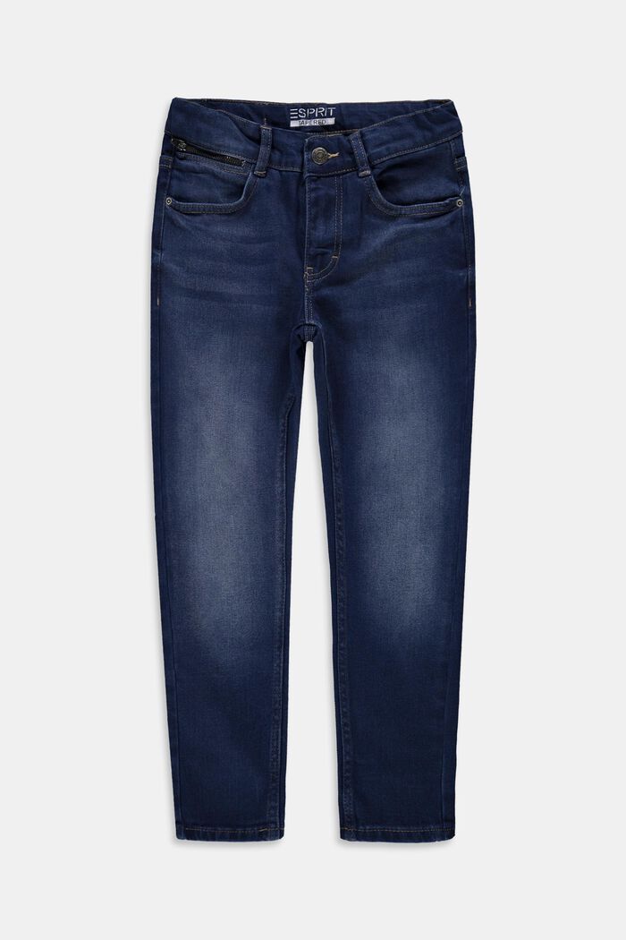 Cool jeans with an adjustable waistband, BLUE DARK WASHED, overview