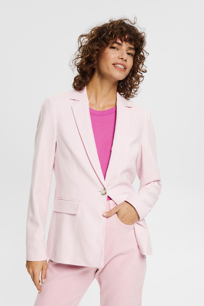 Linen blend: pinstripe blazer, PINK, detail image number 0