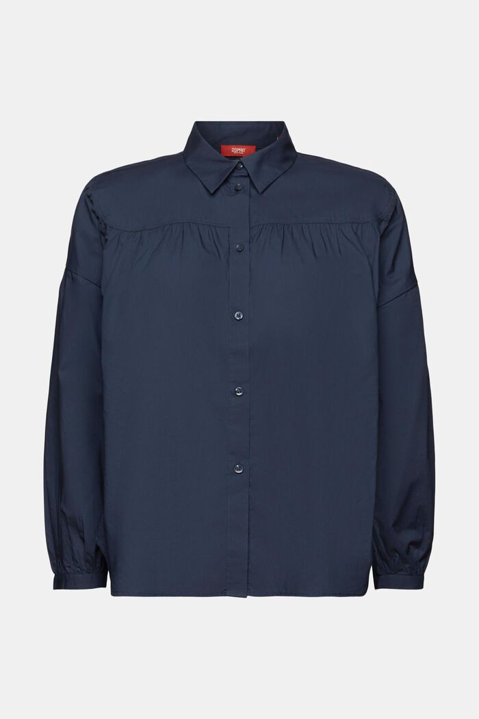 Poplin blouse, 100% cotton, PETROL BLUE, detail image number 6